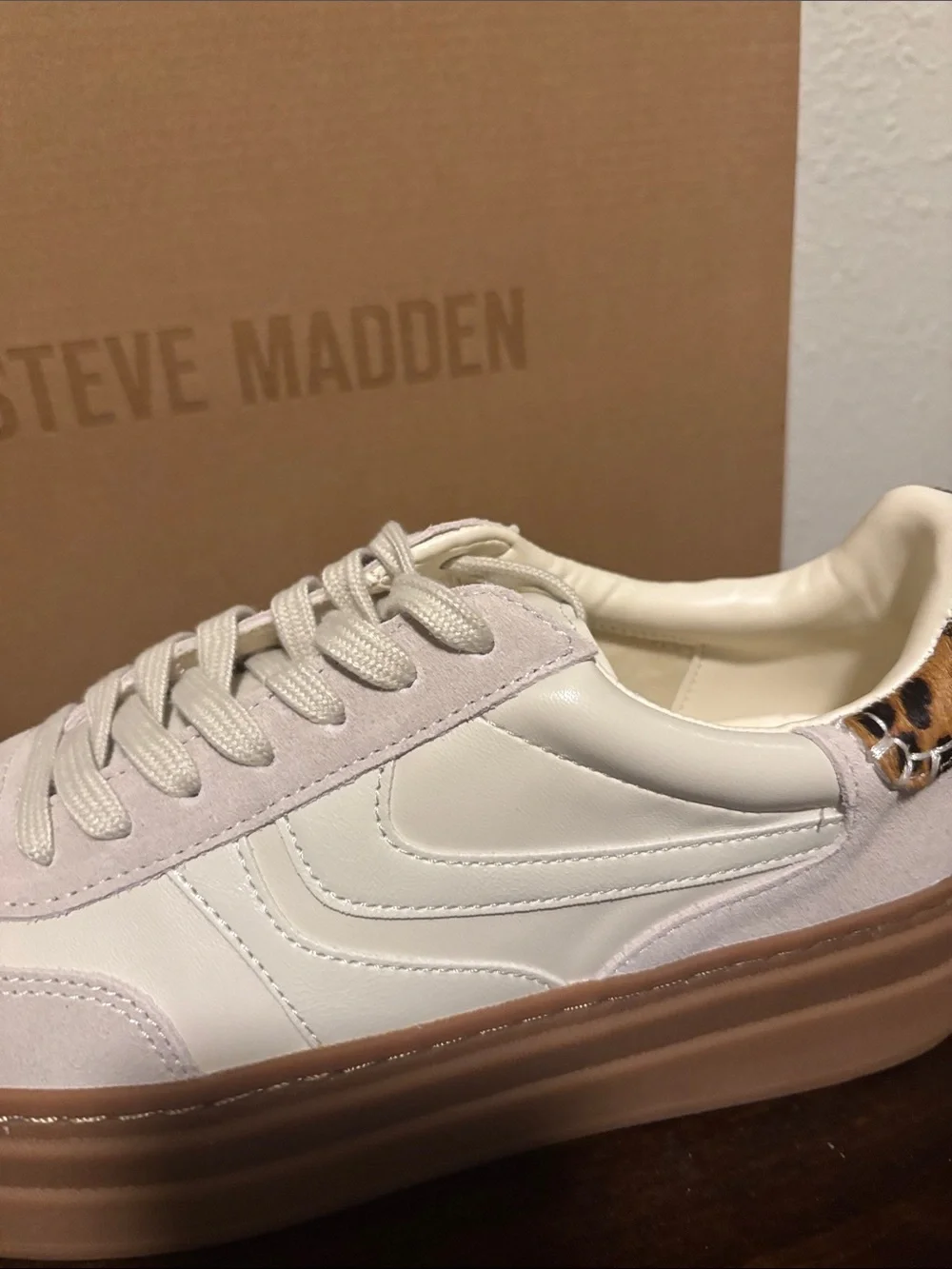 Steve Madden Cream, Tan & Leopard Platform Sneakers